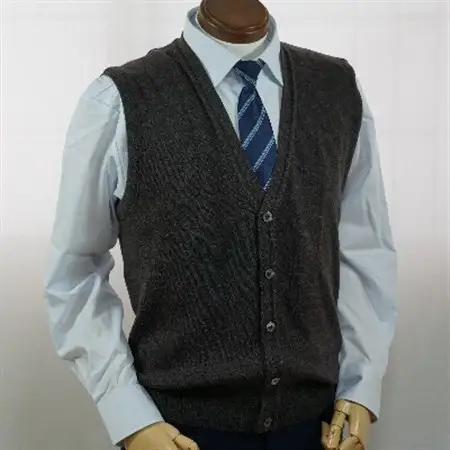 無地 メンズニット オープンベスト チャコール LL寸 15220_装飾品・工芸品 男性・メンズ 洋服 _【1219039】