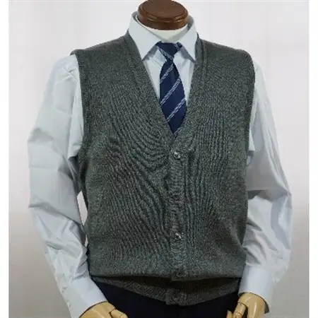 無地 メンズニット オープンベスト グレー LL寸 15220_装飾品・工芸品 男性・メンズ 洋服 _【1219040】