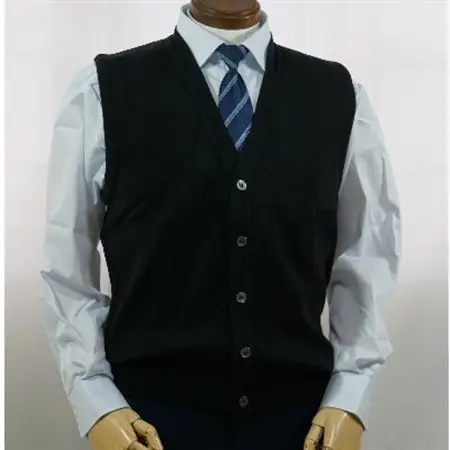 無地 メンズニット オープンベスト クロ S寸 15220_装飾品・工芸品 男性・メンズ 洋服 _【1219164】