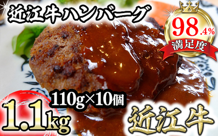 ハンバーグ 近江牛 詰合せ 1,1kg (110g×10個) ブランド 牛肉 黒毛和牛 【K015W】 【 近江牛 】
