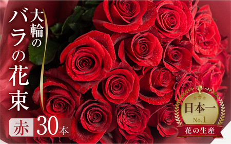 バラ 花束 大輪 赤 30本 (40cm) ブーケ 薔薇の花束