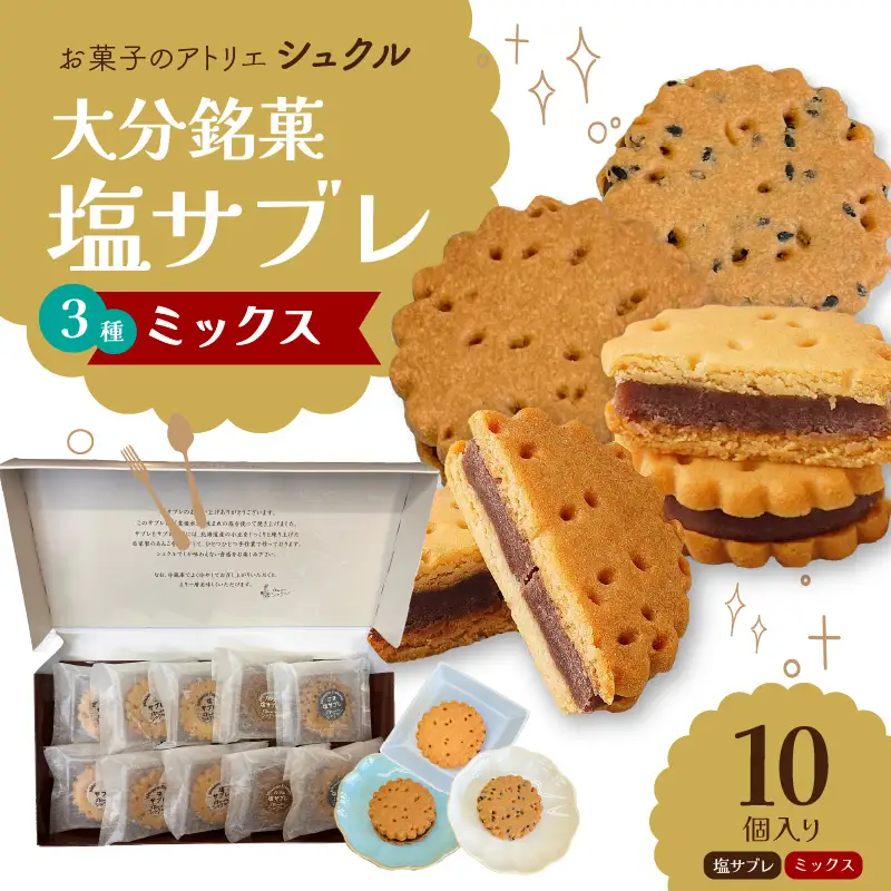 大分銘菓 塩サブレ ミックス 10個入り J01035
