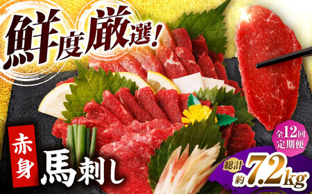 【12回定期便】赤身馬刺し 計600g（6pc）＋タレ大【馬刺しの郷 民守】 馬肉 熊本県 特産品 赤身 馬刺し  [ZBL095]