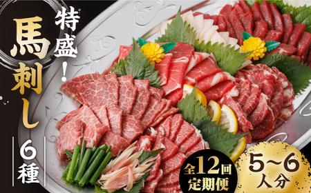【12回定期便】馬刺し 特盛！バラエティセット 6種類 5・6人前 ＋タレ大【馬刺しの郷 民守】 馬肉 熊本県 特産品 馬刺し [ZBL105]