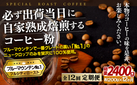必ず出荷日に自家熟成焙煎ブルーマウンテンNo.1粉(200g)【12回定期便】