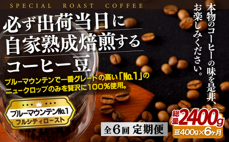 必ず出荷日に自家熟成焙煎ブルーマウンテンNo.1豆(400g)【6回定期便】