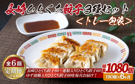 長崎ひとくち餃子〈トレー包装〉3種セット【6回定期便】