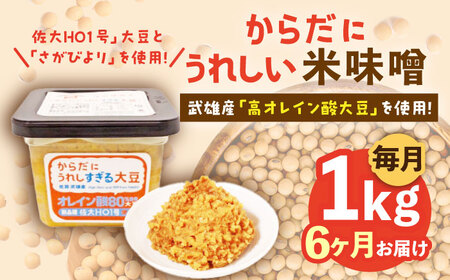 【6回定期便】米味噌 1kg（500g×2個） なるせみそ /角味噌醤油 [UAX011] みそ