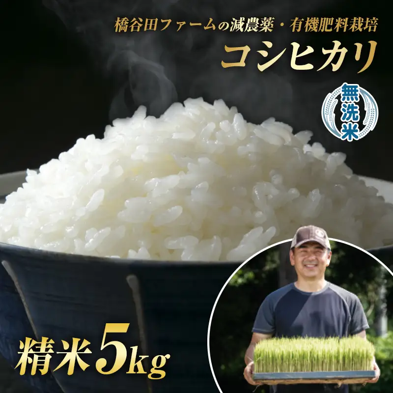 令和8年産 減農薬・有機肥料栽培コシヒカリ 無洗米 5kg 米 お米 おこめ ご飯 ごはん 福島県 西会津町 F4D-2479