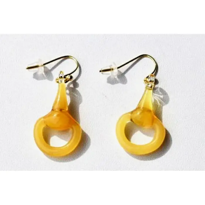 ハーフビットピアス YELLOW(イヤリングに変更可) ｜ ピアス アクセサリー