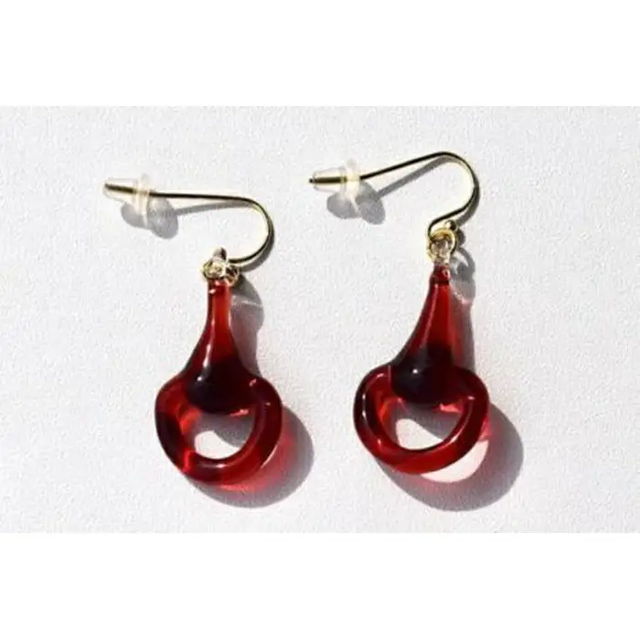 ハーフビットピアス RED (イヤリングに変更可) ｜ ピアス アクセサリー