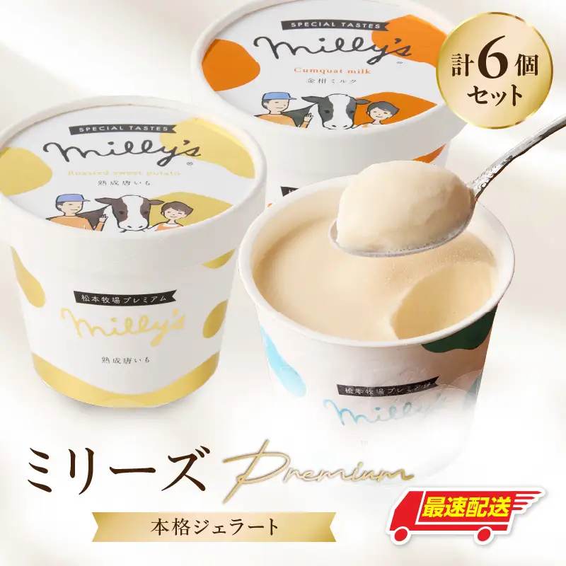 【最速配送】松本牧場ミリーズ Premium 6個 ／ アイス ジェラート アイスクリーム【B164】