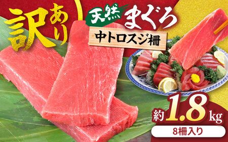 【訳あり】天然 本まぐろ 中トロ 計約1.8kg (8柵入り)   [AKAK017]