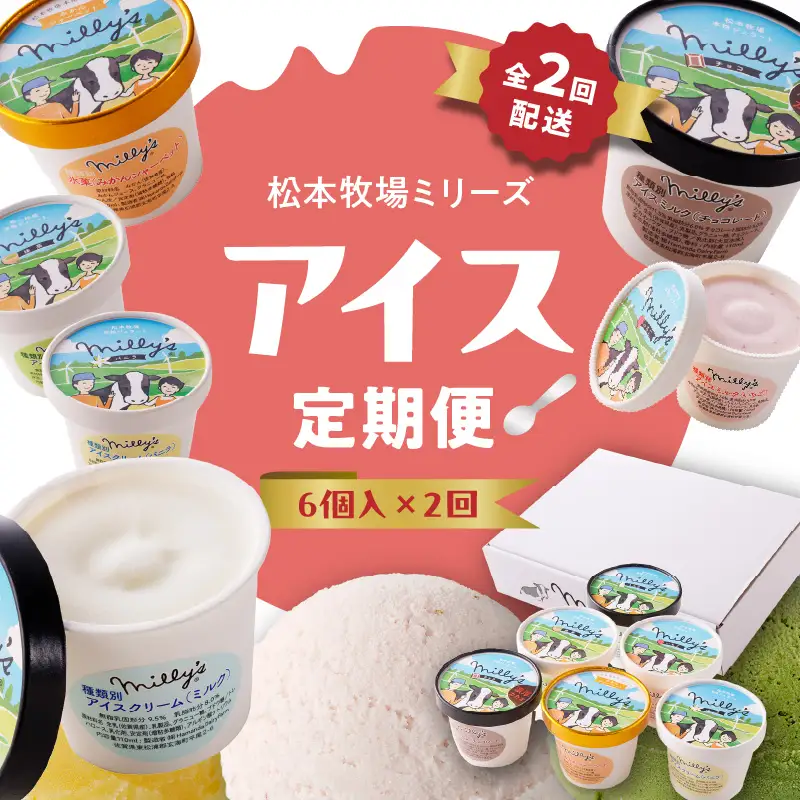 松本牧場アイス定期便（6個入り×2回）／ ジェラート アイスクリーム【Z056】