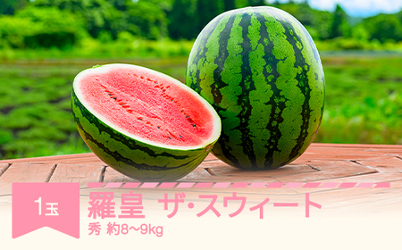 【先行予約】すいか 羅皇ザ・スウィート 1玉 約8~9kg 令和8年産 2026年産 果物 no-surox1 ※沖縄・離島への配送不可