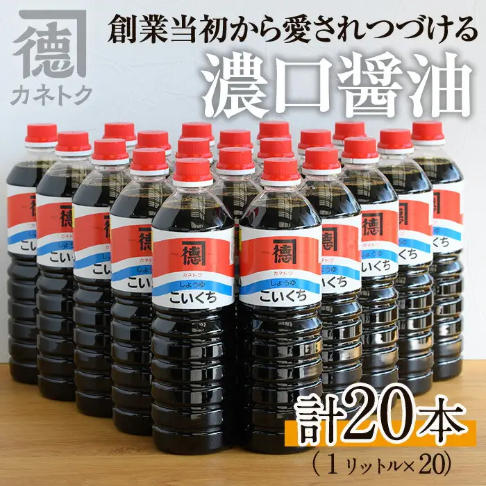 濃口醤油(1L×20本)国産 調味料 大豆 しょうゆ しょう油 詰め合わせ【佐賀屋醸造店】akn003-13