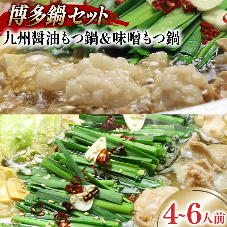 もつ鍋2種セット 九州醤油もつ鍋 2～3人前 ＆ 九州味噌もつ鍋 2?3人前 計4～6人前 [ベネフィス 福岡県 筑紫野市 21761407]