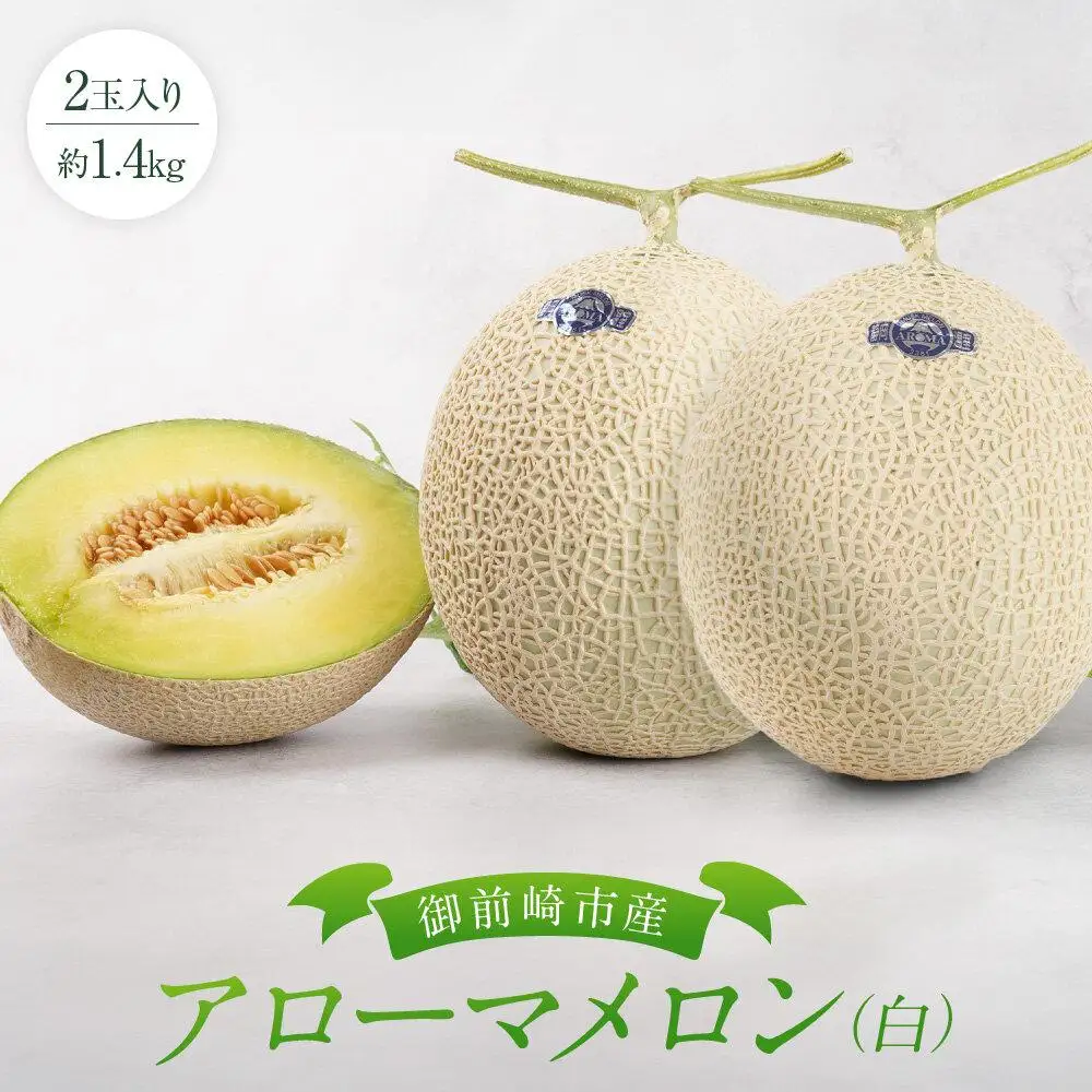 御前崎市産アローマメロン（白）2玉入り｜マスクメロン フルーツ 果物 くだもの デザート ギフト 贈答 プレゼント 箱入 静岡