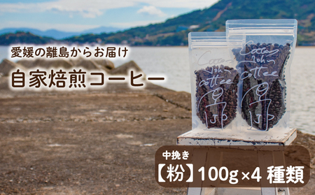 【コーヒー 中挽き】100g×4種類 おまかせ 自家焙煎 珈琲 愛媛県 松山市【CJC002_c】