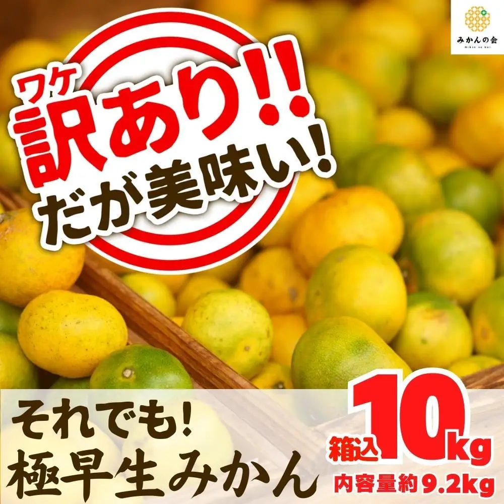 訳あり 極早生 箱込 10kg (内容量約 9.2kg) サイズミックス 有田みかん 和歌山県産 【みかんの会】［2026年10月上旬頃より順次発送予定］