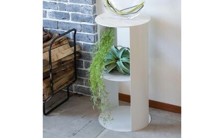 【＆FREL】SCサイドテーブル ハイタイプ ホワイト 直径35cm 高さ70cm インテリア 家具 シンプル スタイリッシュ 寝室 リビング お店 店舗 おしゃれ ベッドサイド  メラミン‐ホワイトウォールナット ※離島への配送不可