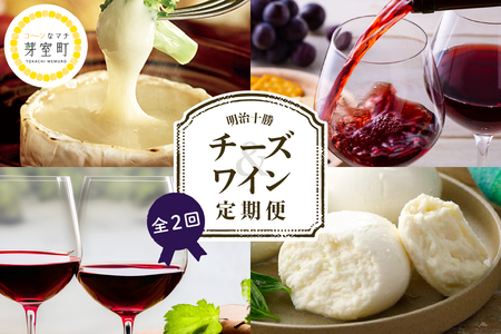 【全2回 定期便】明治十勝 チーズ と ワイン の セットカマンベールチーズ モッツァレラチーズ ナチュラルチーズ おつまみ 赤ワイン お取り寄せ グルメ 乳製品 北海道 十勝 芽室町me000-016-t2c