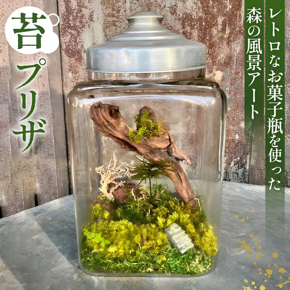 レトロなお菓子瓶を使った森の風景アート No.356
