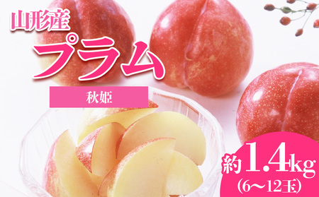 やまがたのプラム 秋姫(あきひめ) 秀品 約1.4kg(6～12玉程度) 【令和8年産先行予約】FS23-815 くだもの 果物 フルーツ 山形 山形県 山形市 2026年産