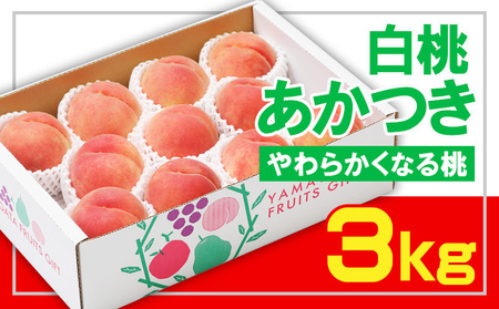 ☆フルーツ王国山形☆白桃あかつき秀品 3kg [やわらかくなる桃]【令和8年産先行予約】FS23-823 くだもの 果物 フルーツ 山形 山形県 山形市 2026年産