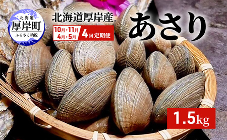 【4回お届け（10月・11月・4月・5月）】 北海道 厚岸産 砂抜き済み あさり 1.5kg【光輝】 [ 海産物 海の幸 味が濃い 貝類 貝 みそ汁 酒蒸し アサリバター 食材 食べ物 パスタ ] 