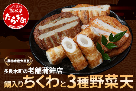 農林水産大臣賞 受賞 蒲鉾店 鯛入りちくわと3種のてんぷらセット イトヨリダイ 野菜 ごぼう イワシ ネギ さつま揚げ 102-0002