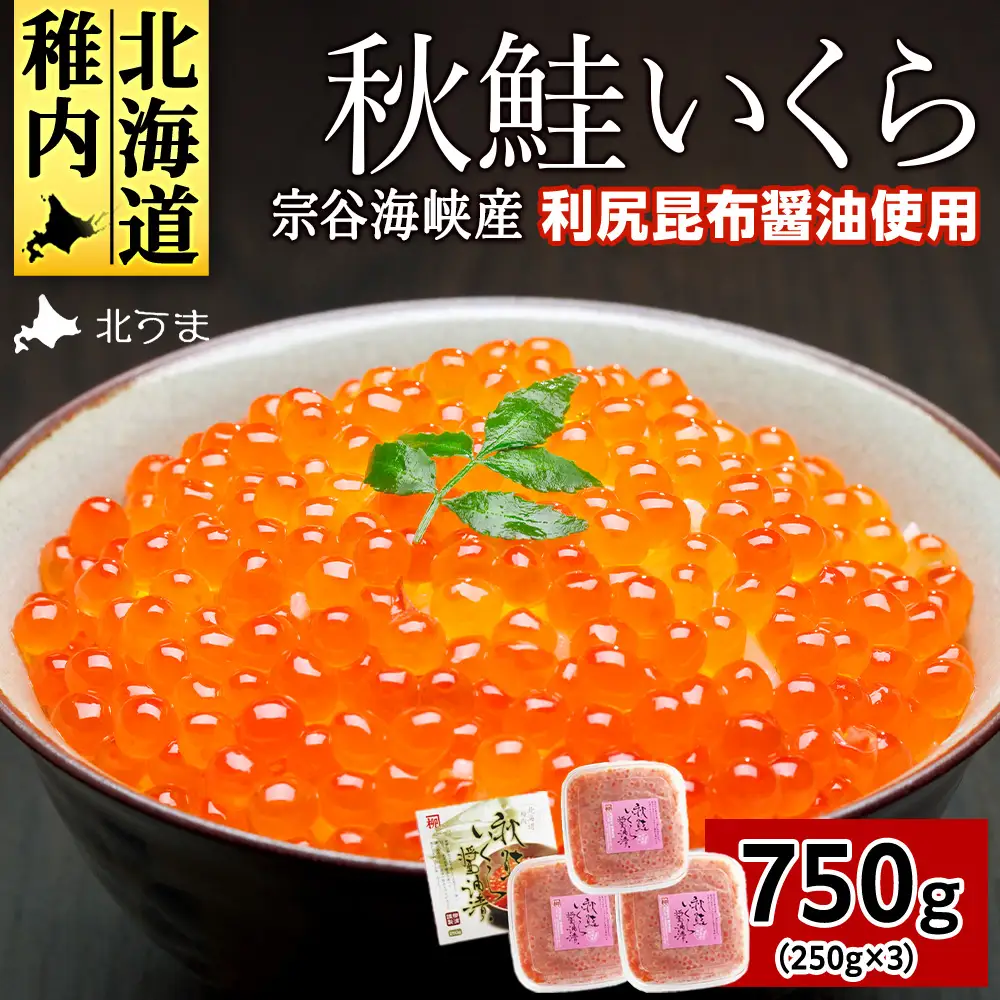 【宗谷海峡産】秋鮭いくら醤油漬け250g×3【配送不可地域：離島】
