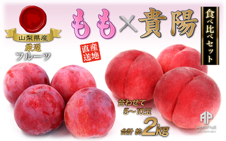 【2026年発送先行予約】南アルプス市産　桃と貴陽の食べ比べセット　約2kg（5～10玉） ALPDD012