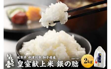 ＜テレビで紹介されました！＞令和7年度　皇室献上米『銀の朏』2kg 中津川市加子母産 栽培期間中化学肥料不使用 お米 精米 F4N-1862