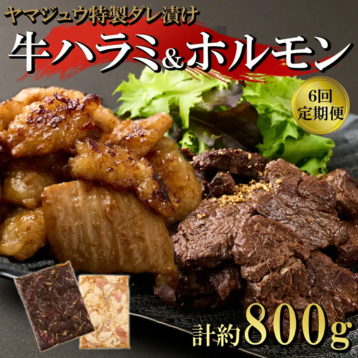 ヤマジュウ厳選 大満足 焼肉 定期便 全6回 【ハラミホルモンコース】