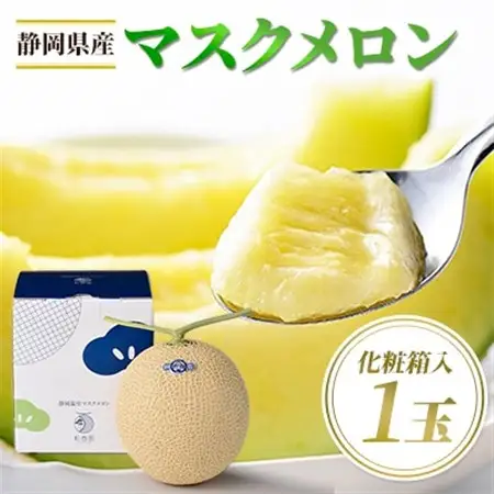 高級静岡温室マスクメロン1個入(化粧箱入)_果物・フルーツ メロン  めろん_【配送不可地域：離島・北海道・沖縄県】【1438647】