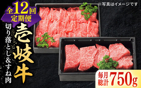 【全12回定期便】 特選 壱岐牛 切り落とし（450g）＆すね肉（300g） [JDL101] しゃぶしゃぶ すき焼き