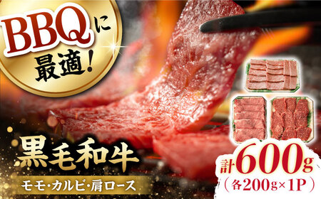 和牛 バーベキュー セット 肩ロース カルビ モモ 計600g (200g×3) 長崎和牛 【夢ファームシュシュ】 [WF22] 肉 牛肉 ロース もも 焼肉 BBQ