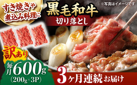 【第3回定期便】【訳あり】 切り落とし 600g 長崎和牛 黒毛和牛  【夢ファームシュシュ】 [WF35] 肉 牛肉 しゃぶしゃぶ すき焼き 訳アリ ワケあり 定期便 九州 九州産