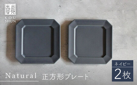 【波佐見焼】Natural正角プレート 2枚セット（ネイビー）食器 皿【光春窯】[XD108] 波佐見焼