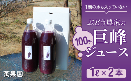 【萬果園】巨峰ジュース100％　1L　2本セット｜長野県 東御市 信州 巨峰 100％ ぶどう 1l 2本ギフト プレゼント 手土産 瓶