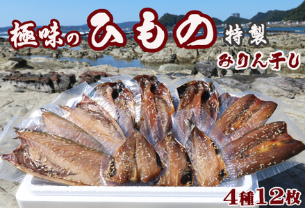 【極味のひもの】特製！みりん干し詰合せ ４種12枚　[0015-0054]