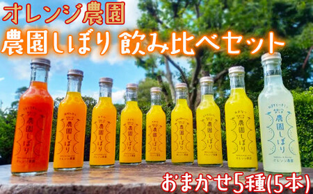 柑橘 ジュース 「農園しぼり」 おまかせ 5種 飲み比べ セット 【オレンジ農園】 バラエティ タロッコ 温州 あすみ はるみ 不知火 美娘 河内晩柑 甘夏 かぼす はちみつ ギフト 果物 フルーツ 大分 杵築産 ストレート 果汁 100% ＜114-007＞