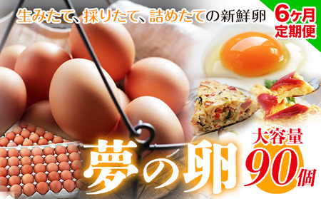 【６ヶ月定期便】卵 たまご 定期便 赤玉 夢の卵 90個《お申込み月翌月から出荷開始》株式会社めぐみ 岡山県 浅口市 送料無料 大容量 大箱 たっぷり 定期