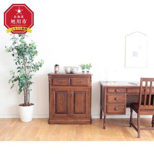旭川家具 山室家具製作所 OAK(オーク)35 No.6 コンソールボックス 【 国産 無垢 インテリア 木製 欧風 アンティーク調 収納 キャビネット チェスト リビング ダイニング 北海道 】 _02115