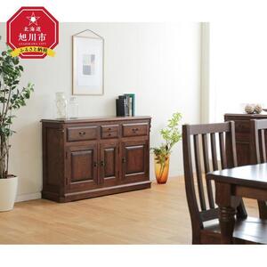 旭川家具 山室家具製作所 OAK(オーク)35 No.5 サイドボード 【 国産 無垢 インテリア 木製 欧風 アンティーク調 収納 キャビネット サイドボード リビングボード 北海道 】 _02118