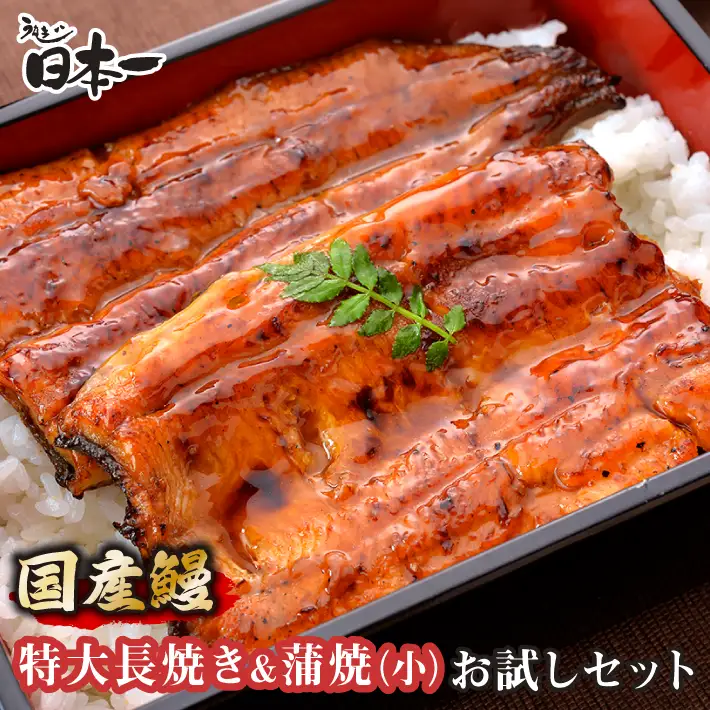 【日本一】国産うなぎ　特大長焼き+うなぎ蒲焼小90g　お試しセット No.192