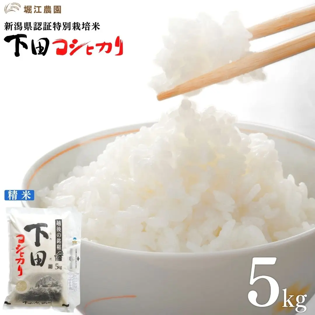 新潟県認証特別栽培米 下田コシヒカリ 5kg  令和7年産 三条市産 こしひかり 特別栽培米 堀江農園