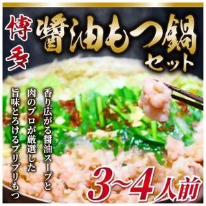 博多醤油もつ鍋3～4人前セット[H0094]