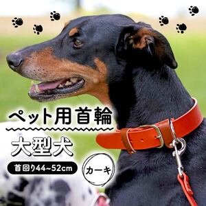 【 ペット 用 】 首輪 大型犬 カーキ 44-52cm ペット